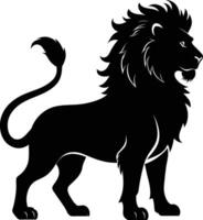 une noir et blanc illustration de une Lion vecteur