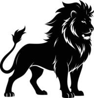 une noir et blanc illustration de une Lion vecteur