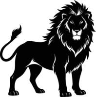une noir et blanc illustration de une Lion vecteur