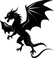 une noir et blanc silhouette de une dragon vecteur