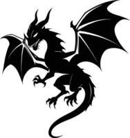 une noir et blanc silhouette de une dragon vecteur