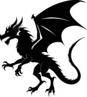 une noir et blanc silhouette de une dragon vecteur