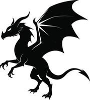 une noir et blanc silhouette de une dragon vecteur