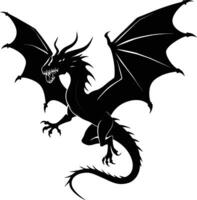 une noir et blanc silhouette de une dragon vecteur