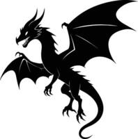 une noir et blanc silhouette de une dragon vecteur