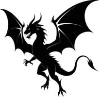 une noir et blanc silhouette de une dragon vecteur