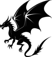 une noir et blanc silhouette de une dragon vecteur