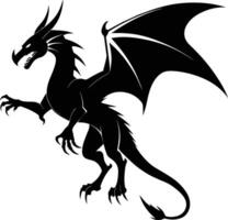 une noir et blanc silhouette de une dragon vecteur