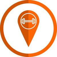 Gym emplacement glyphe Orange cercle icône vecteur