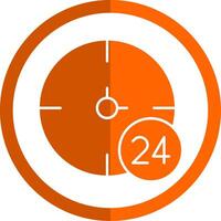24 heures glyphe Orange cercle icône vecteur