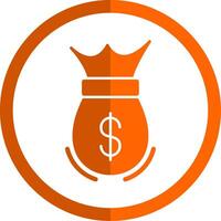 argent sac glyphe Orange cercle icône vecteur