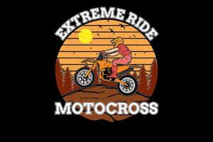 tour extrême motocross design vintage rétro vecteur