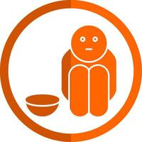 faim glyphe Orange cercle icône vecteur
