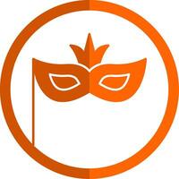 carnaval masque glyphe Orange cercle icône vecteur