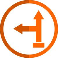 aller la gauche glyphe Orange cercle icône vecteur