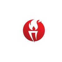 torche flamme logo icône vecteur modèle