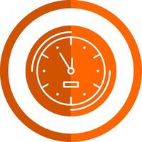 mur l'horloge glyphe Orange cercle icône vecteur