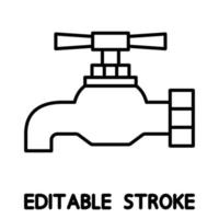 icône du robinet. robinets d'eau dans le style de contour. trait modifiable. icône de ligne d'alimentation en eau pour infographie, site Web ou application vecteur