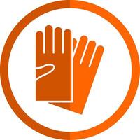 main gants glyphe Orange cercle icône vecteur