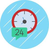 24 heures plat bleu cercle icône vecteur