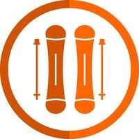 ski glyphe Orange cercle icône vecteur