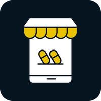 icône de deux couleurs de glyphe de pharmacie en ligne vecteur