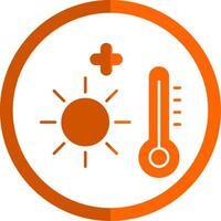 chaleur vague glyphe Orange cercle icône vecteur