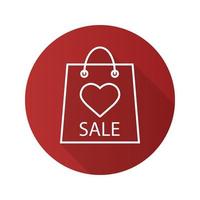 icône plate linéaire grandissime vente saint valentin. sac de rangement en forme de coeur. symbole de ligne de vecteur