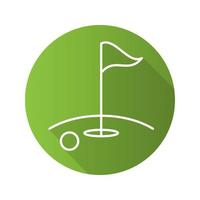 icône de parcours de golf plat linéaire grandissime. balle et drapeau dans le trou. symbole de ligne de vecteur