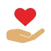 icône de couleur de charité. soins cardiaques. symbole de la Saint-Valentin. donner de l'amour. illustration vectorielle isolée vecteur
