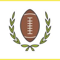 icône de couleur de championnat de football américain. ballon de football américain en cuir dans une couronne de laurier. illustration vectorielle isolée vecteur