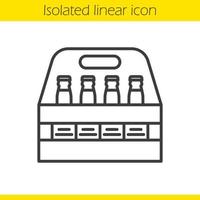 icône linéaire de boîte de bouteilles de bière. illustration de la ligne mince. symbole de contour. dessin de contour isolé de vecteur