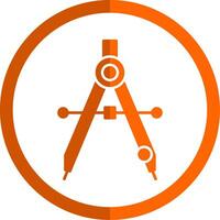 dessin boussole glyphe Orange cercle icône vecteur