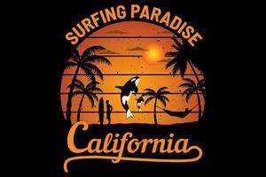 surf paradis californie design vintage rétro vecteur