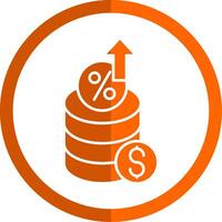 l'intérêt taux glyphe Orange cercle icône vecteur