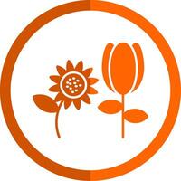 botanique glyphe Orange cercle icône vecteur