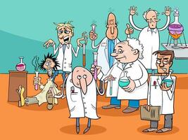 dessin animé scientifiques ou inventeurs personnages groupe dans le laboratoire vecteur