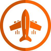 en volant avion glyphe Orange cercle icône vecteur