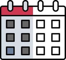 calendrier rempli moitié Couper icône vecteur