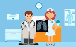 examen radiographique du médecin et de l'infirmière au bureau vecteur