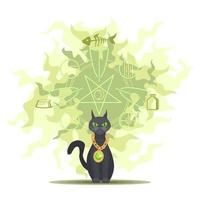 chat moyen sorcier a causé des signes magiques vecteur