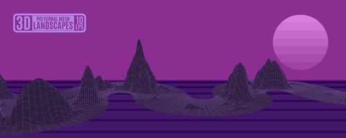 paysage polygonal avec des montagnes violettes en maille pour vecteur publicitaire, pour publicité et brochures