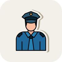 policier ligne rempli blanc ombre icône vecteur