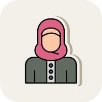 islamique femme ligne rempli blanc ombre icône vecteur