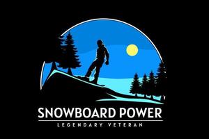 conception rétro de puissance de snowboard vecteur