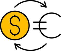 argent échange rempli moitié Couper icône vecteur