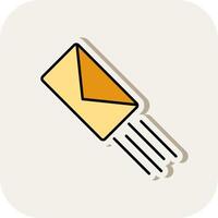 Express courrier ligne rempli blanc ombre icône vecteur