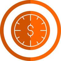 temps est argent glyphe Orange cercle icône vecteur