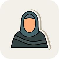 musulman femme ligne rempli blanc ombre icône vecteur