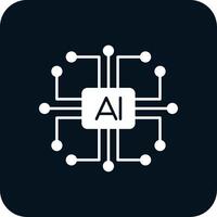 icône de deux couleurs de glyphe d'intelligence artificielle vecteur